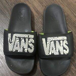 Vans Black Slide Sandals with White Logo